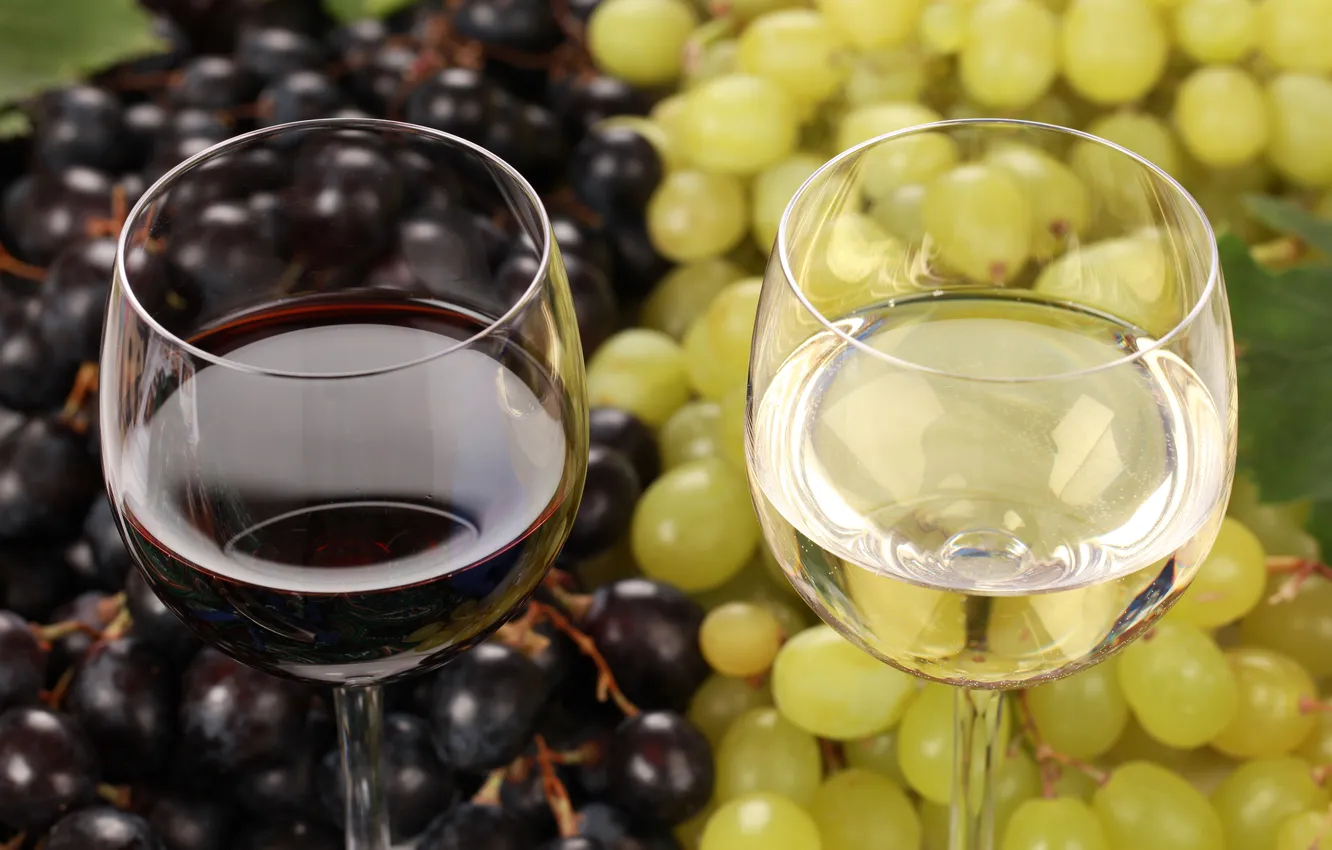 Photo wallpaper white, red, wine, glass, grapes