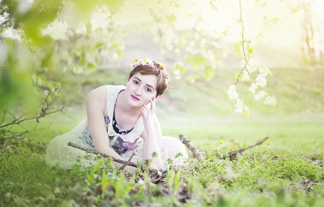 Photo wallpaper field, summer, girl