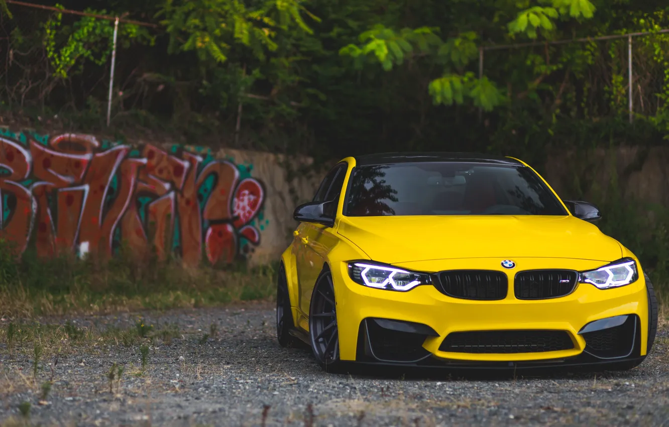 Photo wallpaper BMW, Black, Yellow, F80, M3