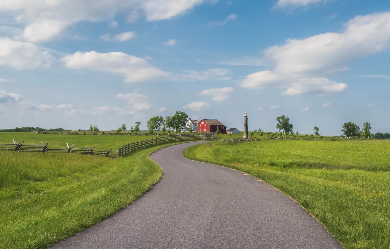 Photo wallpaper road, summer, farm