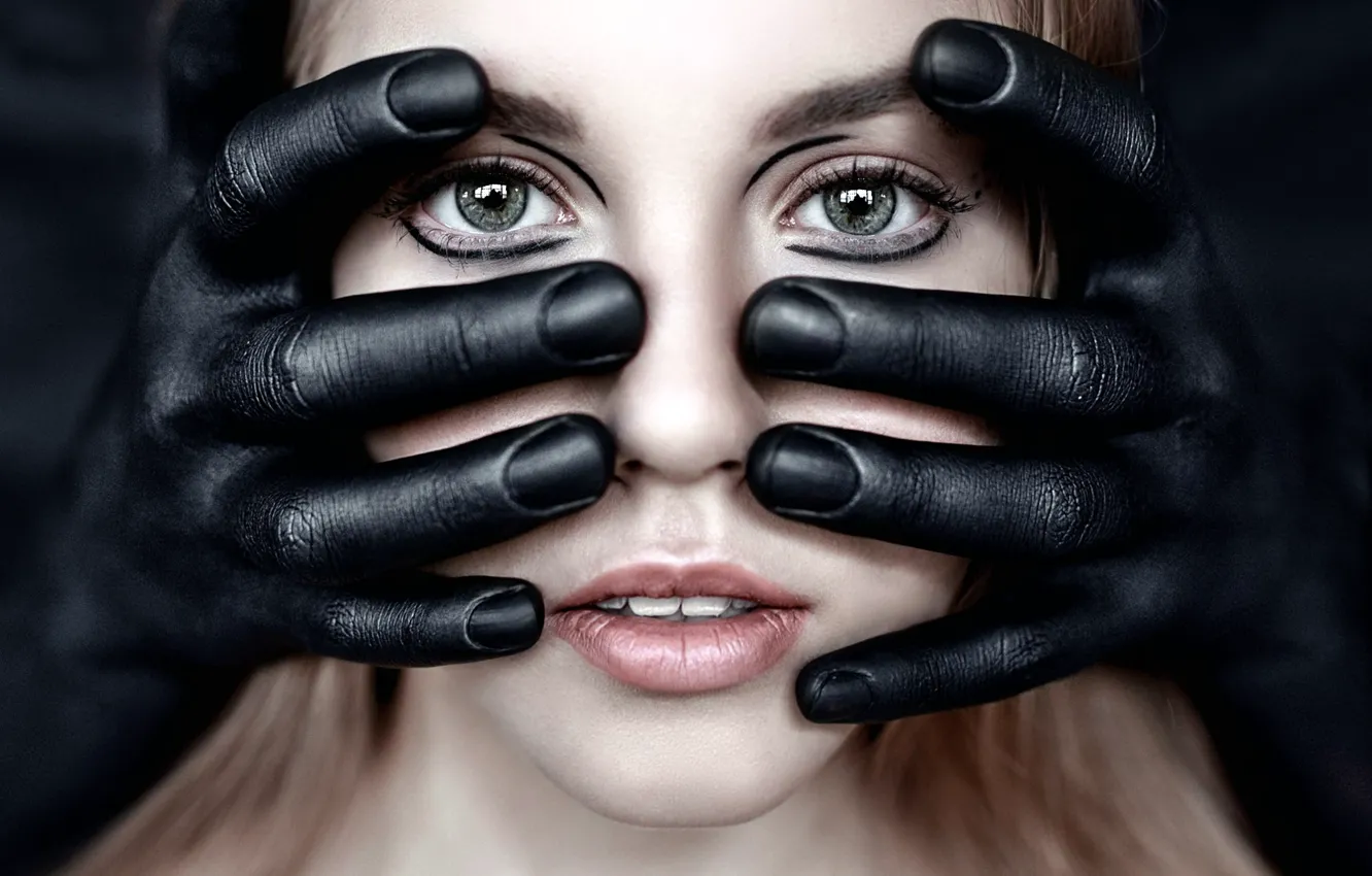 Photo wallpaper girl, makeup, fingers, People Malykhina