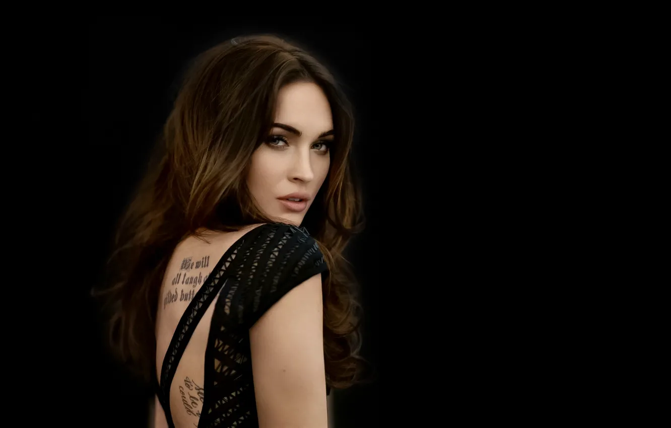 Photo wallpaper look, Megan Fox, smile, actress, tattoo, smile, tatoo, look