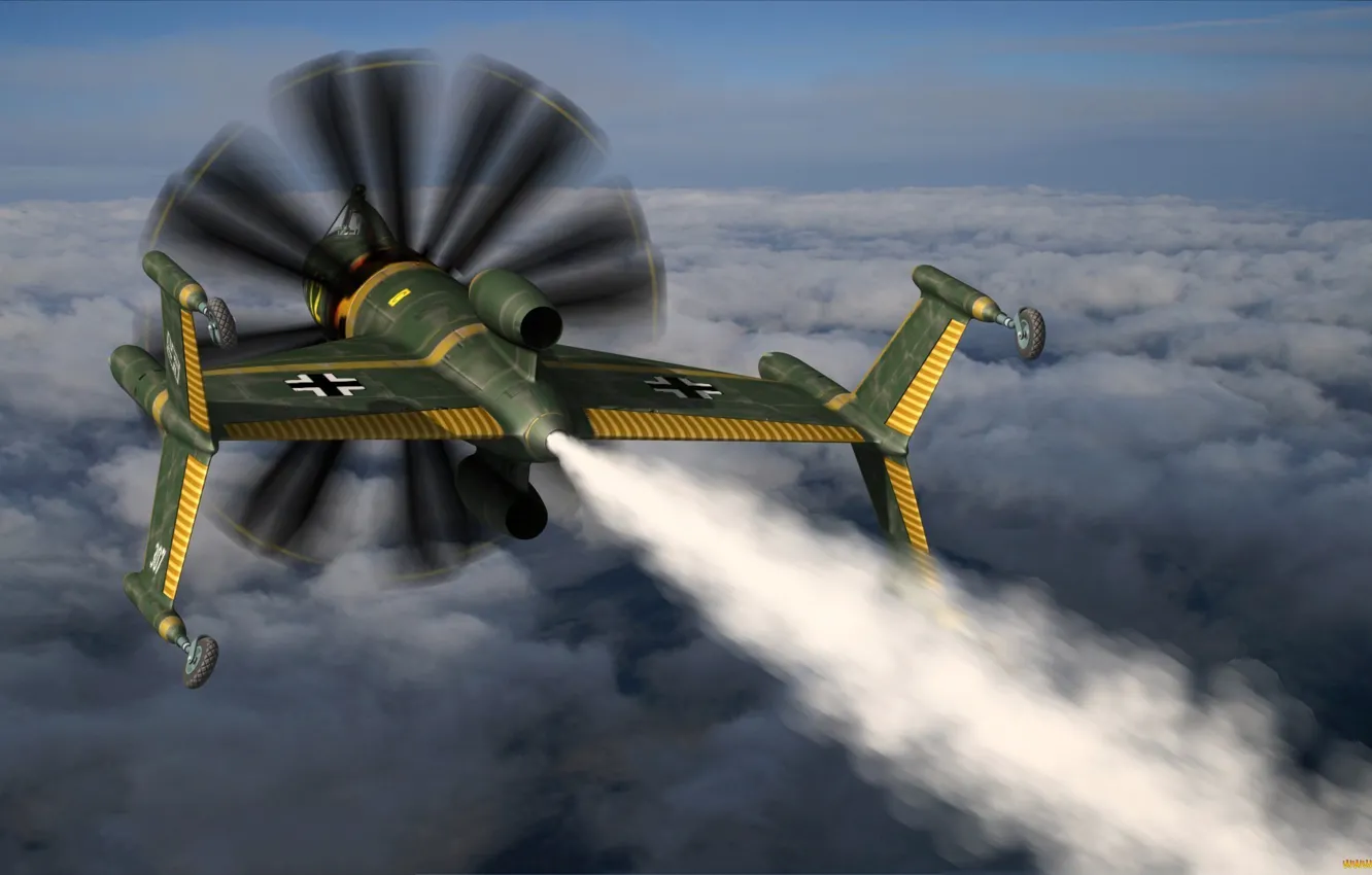 Photo wallpaper the sky, clouds, fantasy, the plane, the project