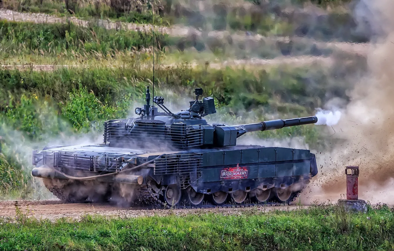 Photo wallpaper shot, armor, upgraded, demonstration, T-80БВМ, firepower, Russian tank
