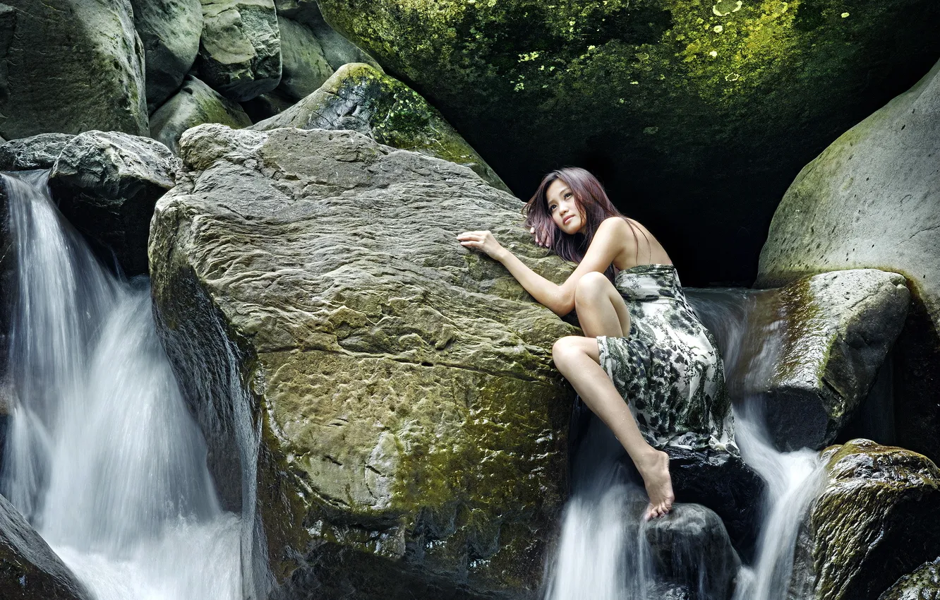 Photo wallpaper girl, background, Asian