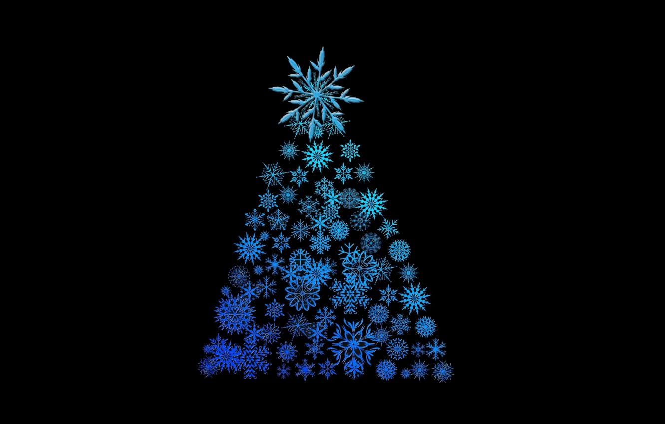 Photo wallpaper snowflakes, holiday, New Year, black background, Happy New Year, herringbone, happy new year, Merry Christmas