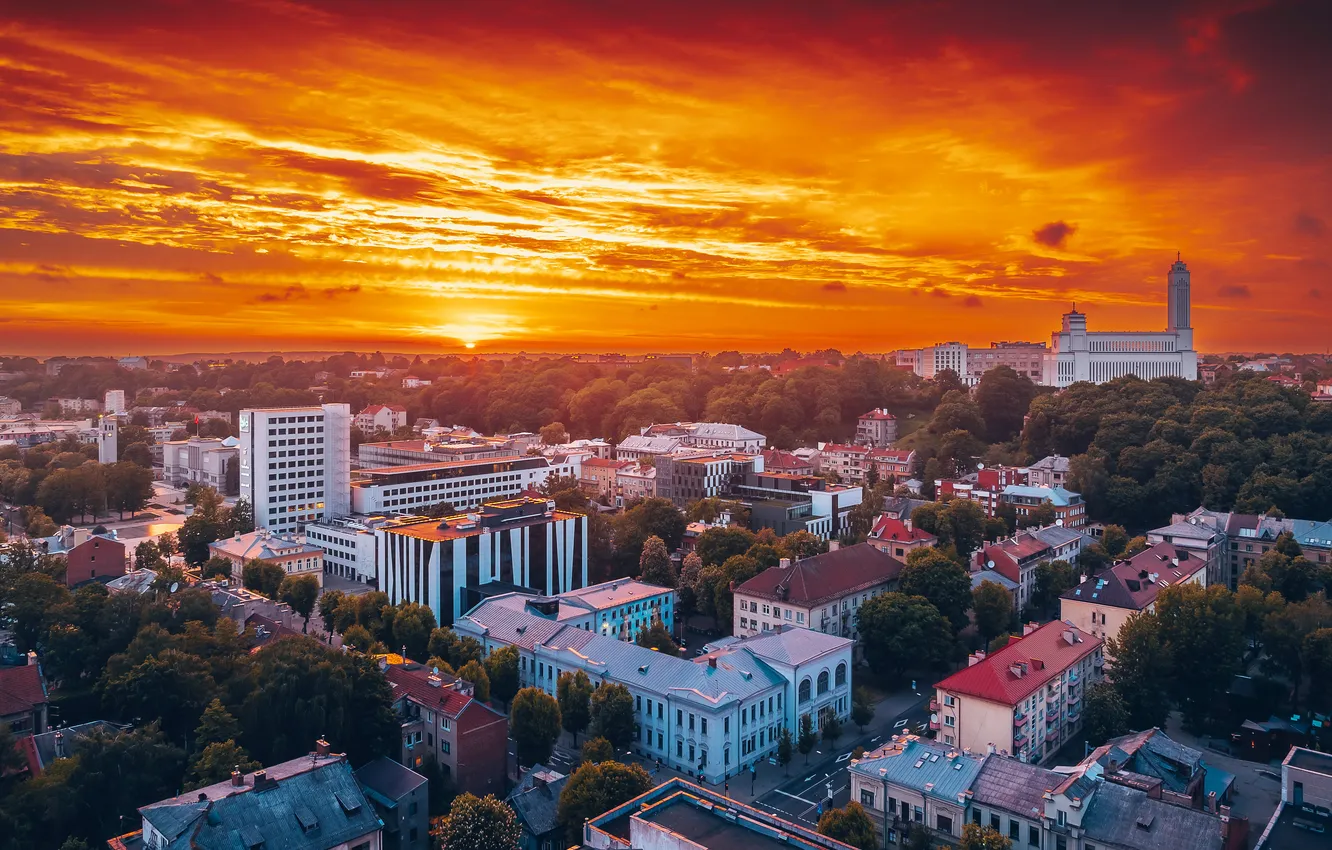 Photo wallpaper Lithuania, Kaunas, sunset