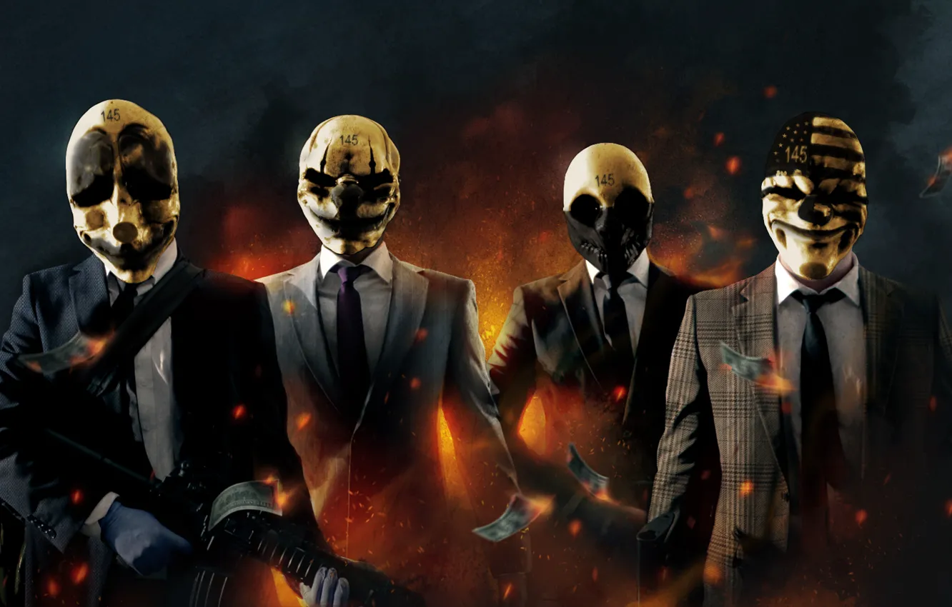 Photo wallpaper money, the bandits, dollars, the robbers, Payday: The Heist