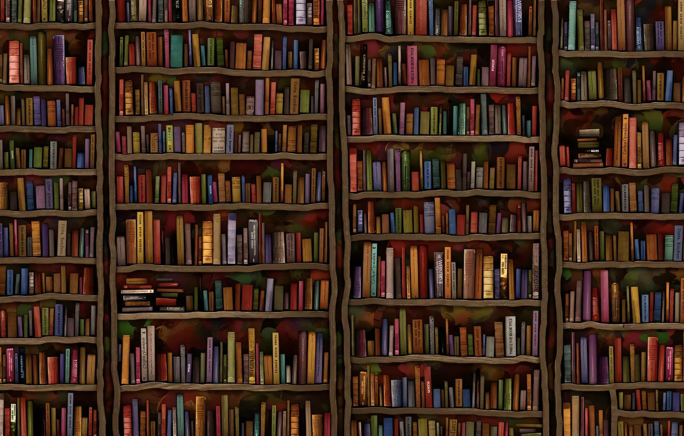 Photo wallpaper book, library, vladstudio, rack