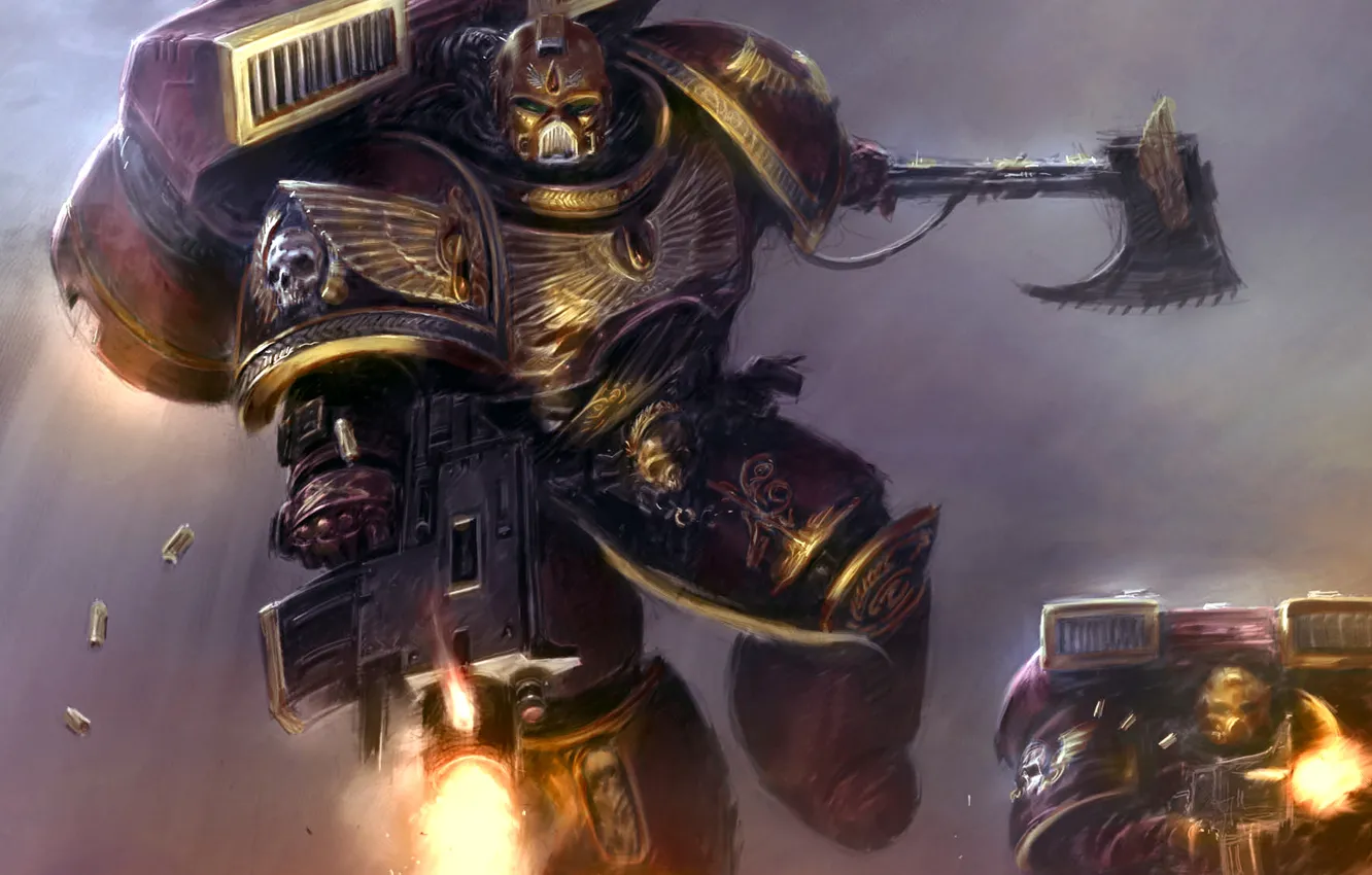 Photo wallpaper armor, angels, blood, axe, warhammer 40k, space Marines, angels, bloody