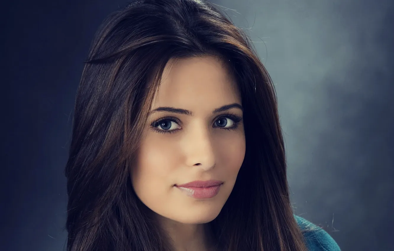 Photo wallpaper eyes, background, hair, brunette, lips, Sarah Shahi