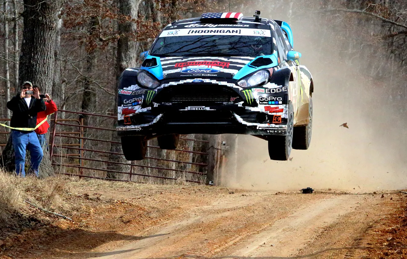 Photo wallpaper Ford, Race, Ken Block, Rally, Fiesta, 2014, Woods, 100 Acre