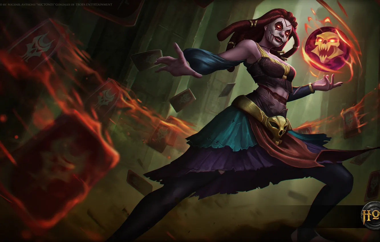 Photo wallpaper moba, Heroes of Newerth, magic, art, art, girl, figure, warlock