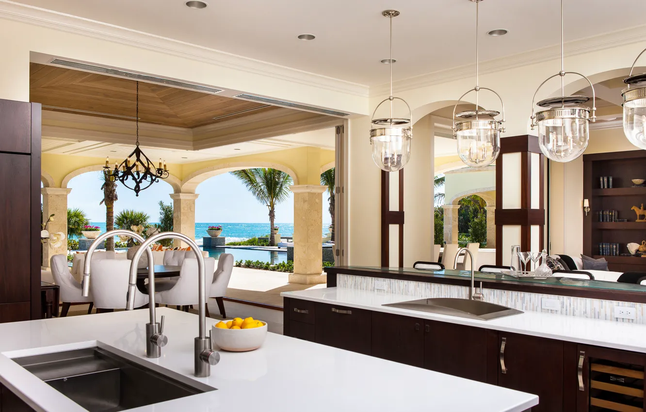 Photo wallpaper ocean, luxury, kitchen
