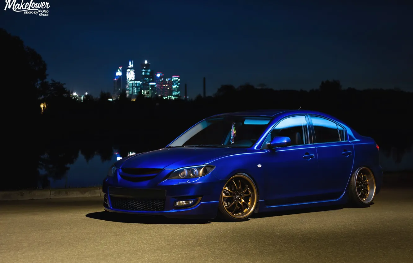 Photo wallpaper mazda, japan, blue, jdm, tuning, low, mps