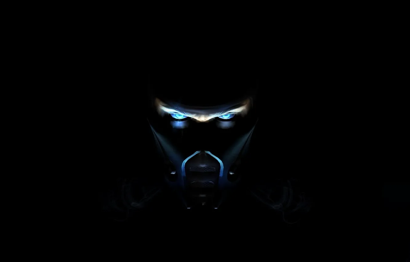 Photo wallpaper blue, fighter, ninja, Mortal Kombat, Sub-Zero, in the darkness