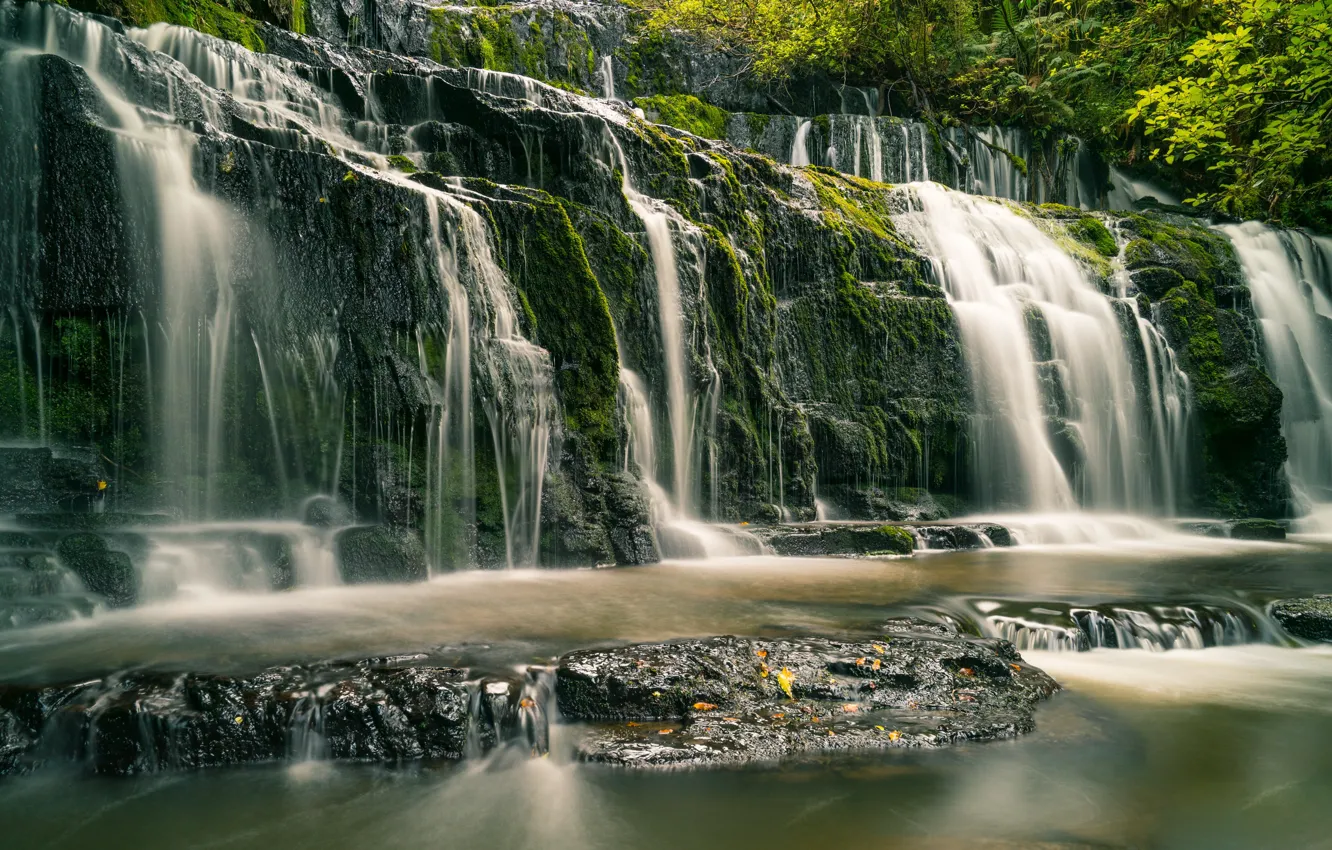 Photo wallpaper river, waterfall, New Zealand, cascade, New Zealand, Purakaunui River, Catlins, Purakanui Falls