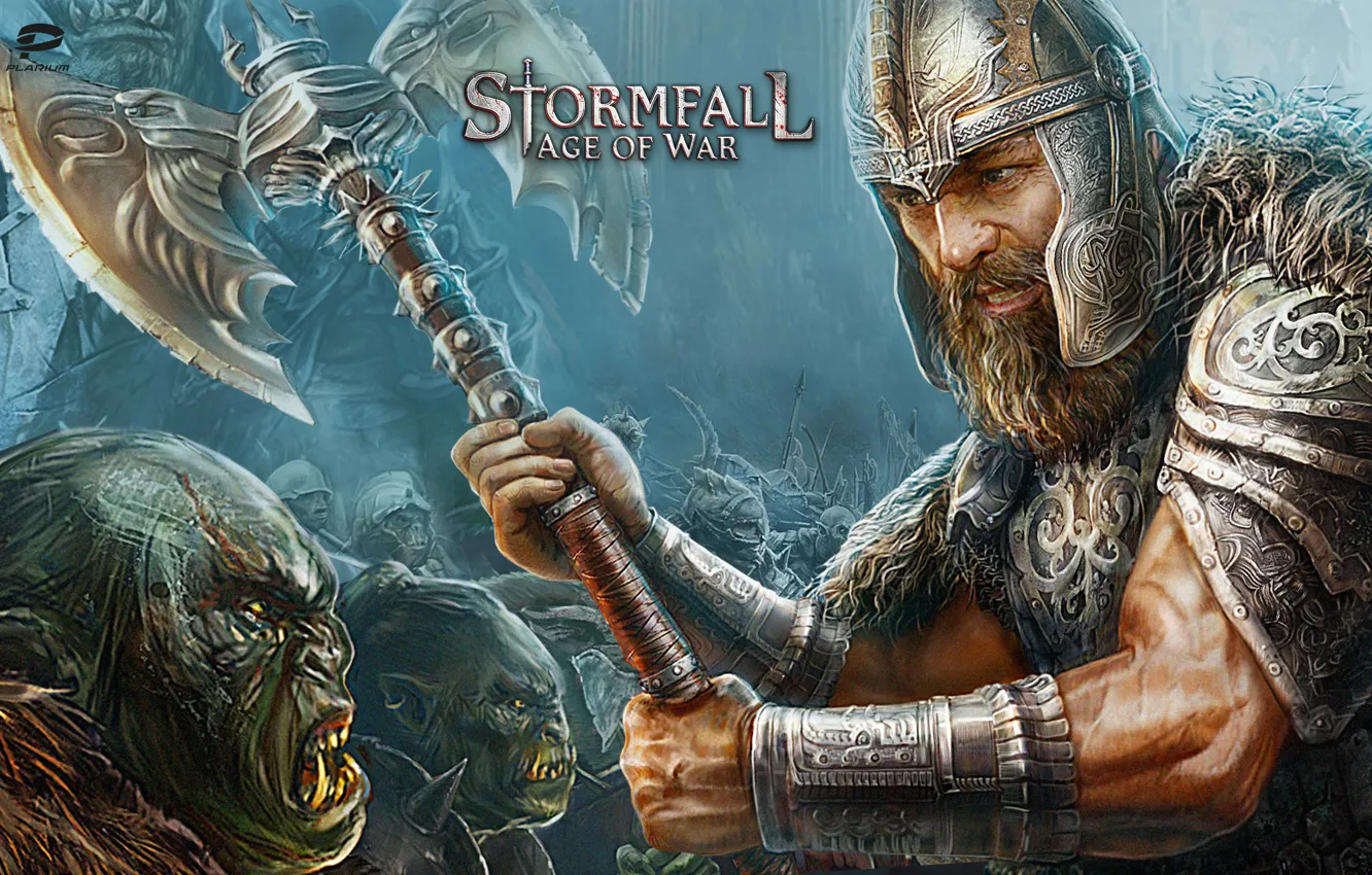 Photo wallpaper axe, armor, weapon, man, evil, warrior, pearls, legion