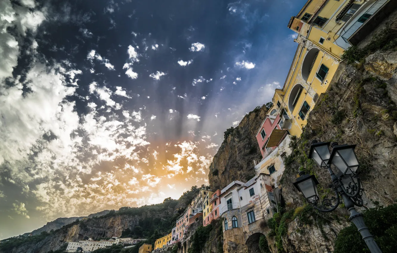 Photo wallpaper Italy, Campania, Amalfi, sunset