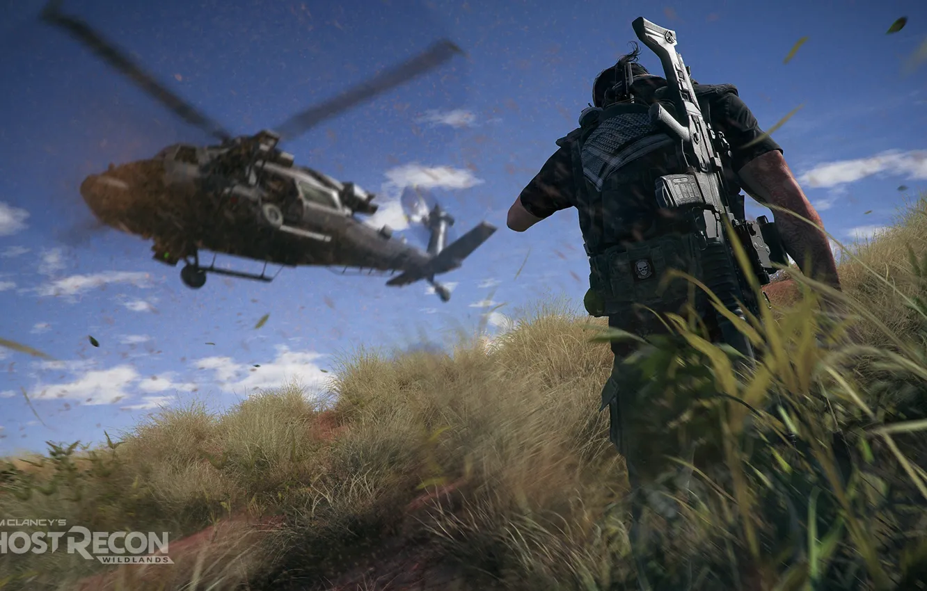 Photo wallpaper weapons, helicopter, ghost recon wildlands, tom clansys