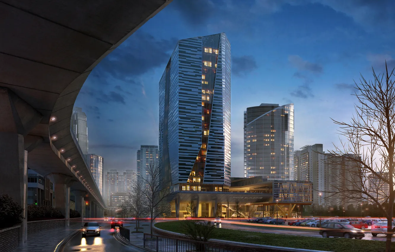 Photo wallpaper bridge, the city, building, architecture, Under the Bridge