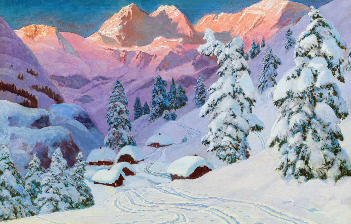 Photo wallpaper Home, Winter, Mountains, Snow, Picture, Alois Arnegger, Ate, Alois Arnegger