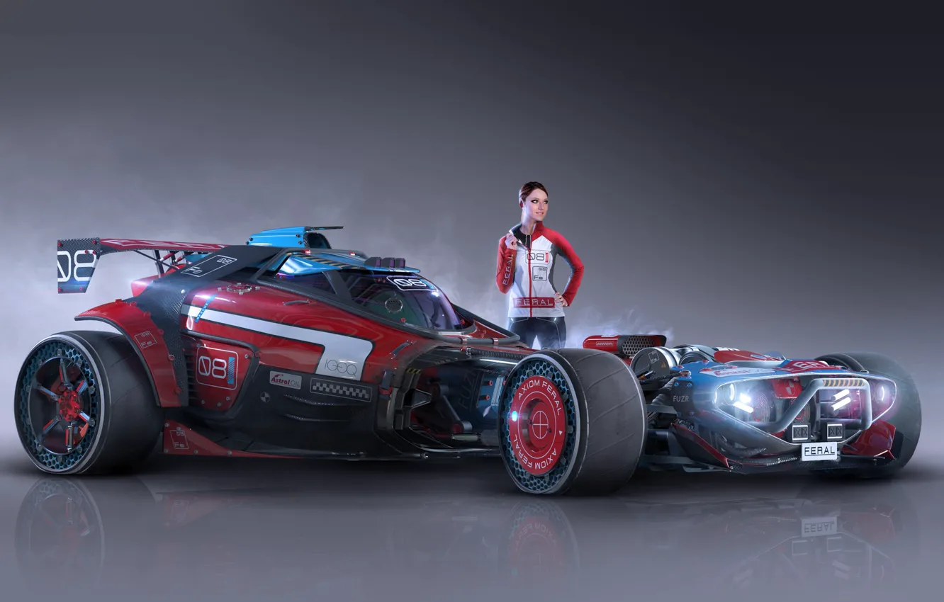 Photo wallpaper girl, car, Igor Sobolevsky, Axiom Feral Racer