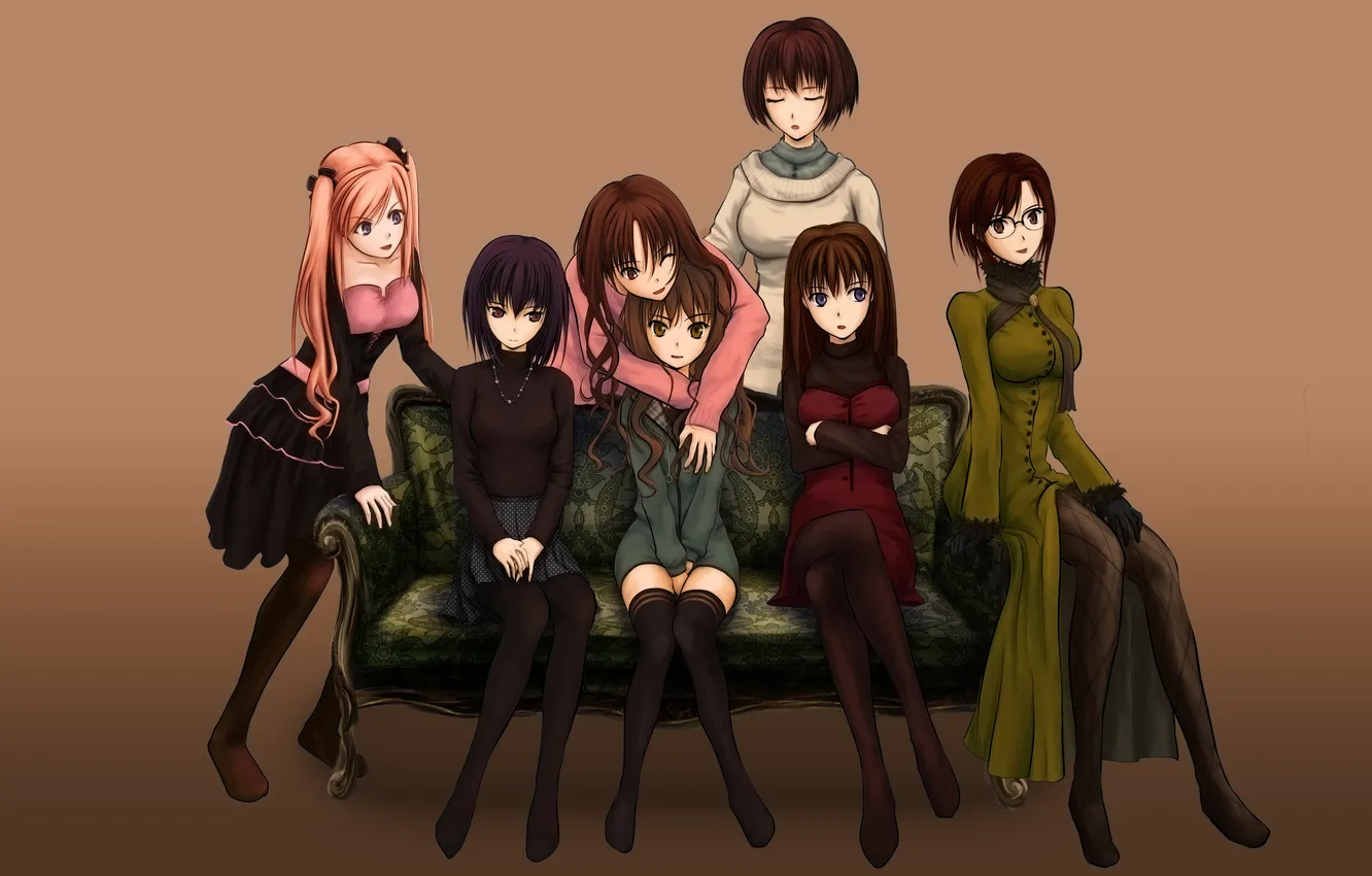 Photo wallpaper girl, joy, smile, sofa, anime, art, aozaki aoko, To Know Alice