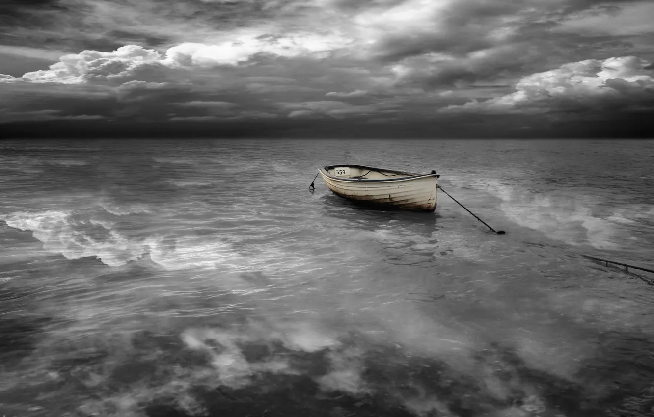 Photo wallpaper sea, landscape, boat