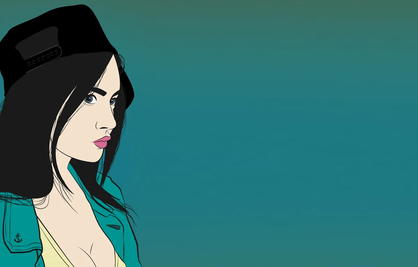 Photo wallpaper eyes, girl, face, lips, cap