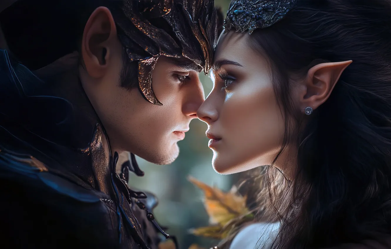Photo wallpaper look, girl, love, face, pose, elf, portrait, brunette