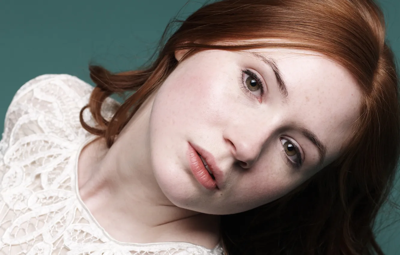Photo wallpaper look, model, portrait, actress, redhead