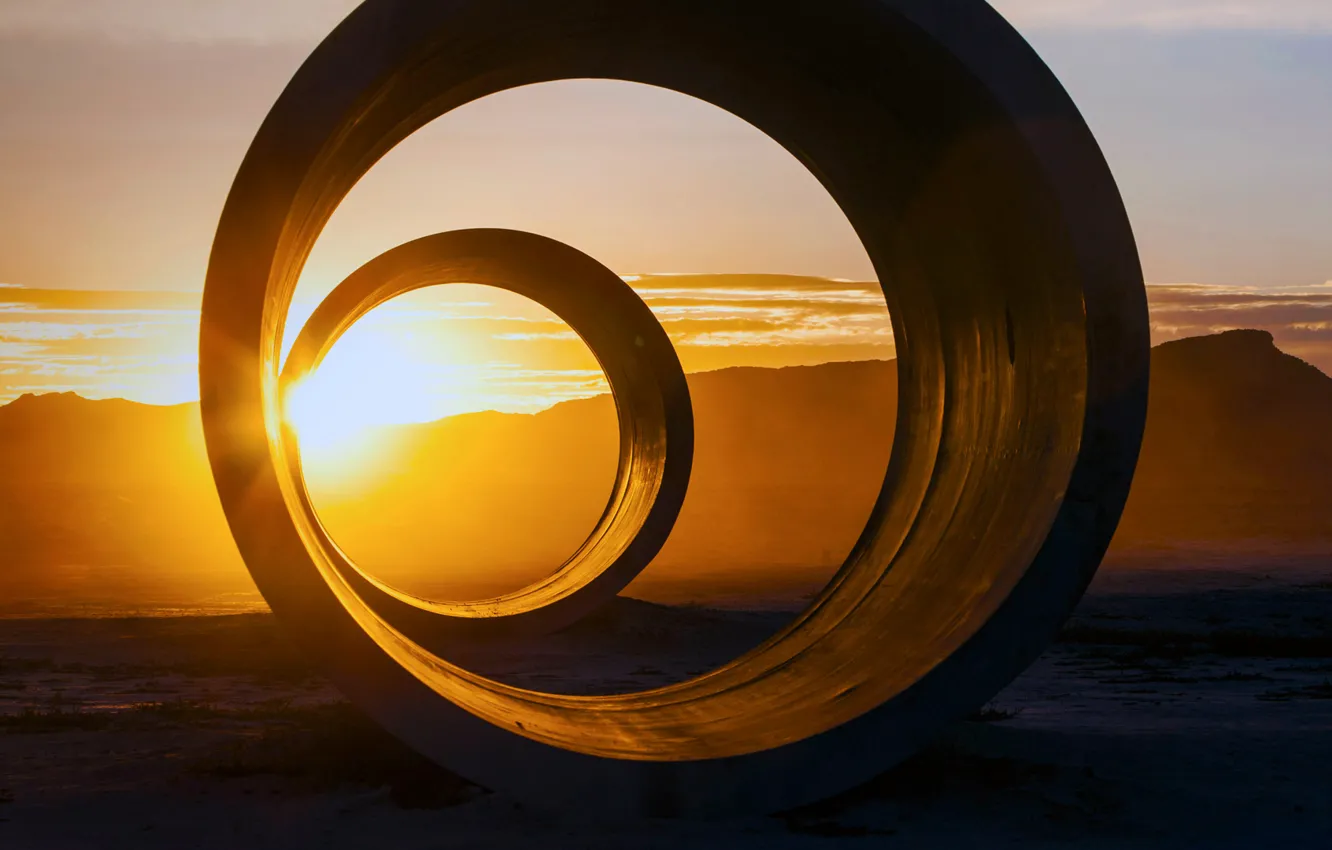 Photo wallpaper art, USA, Utah, artist Nancy Holt, Sun Tunnels, Luchin