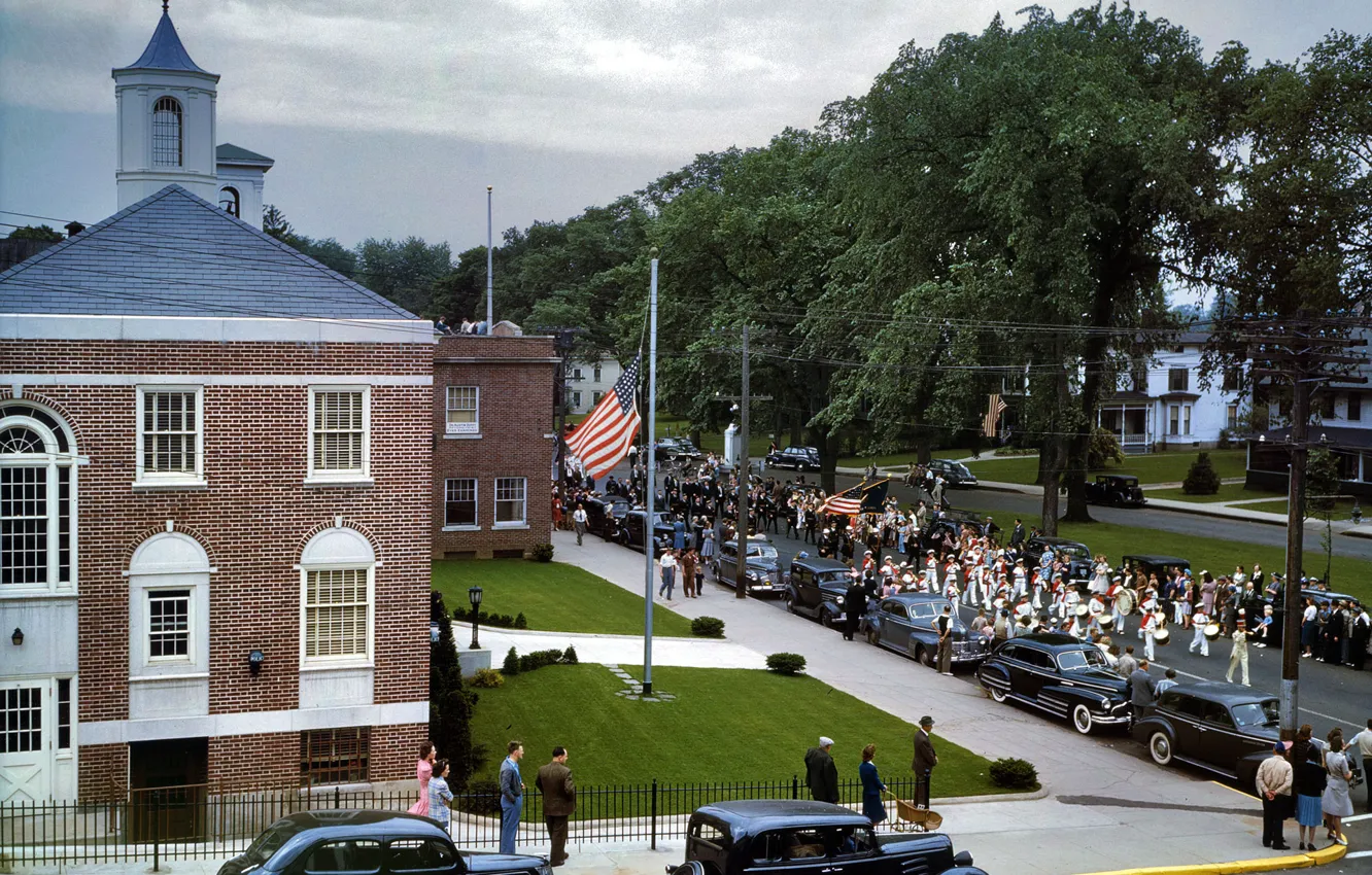 Photo wallpaper machine, street, home, USA, 1942-th year