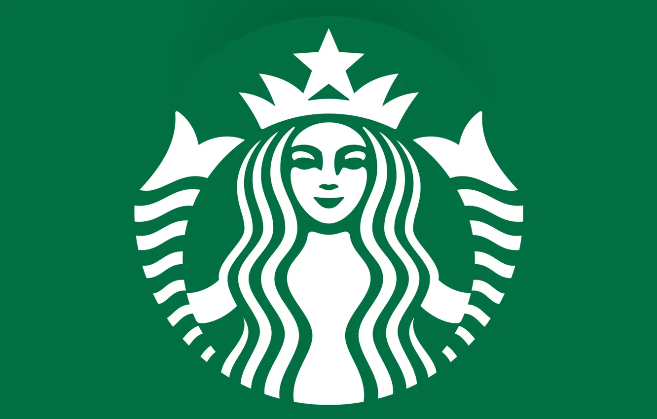 Photo wallpaper green, coffee, emblem, logo, coffee, Starbucks