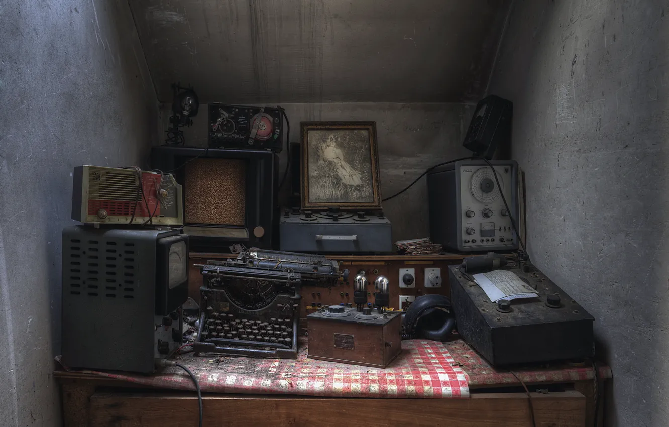 Photo wallpaper background, Lost, Abandoned, Typewriter, equipment