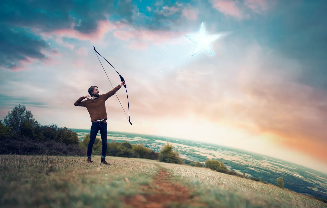 Photo wallpaper stars, bow, Vincent Bourilhon, To create a shooting star