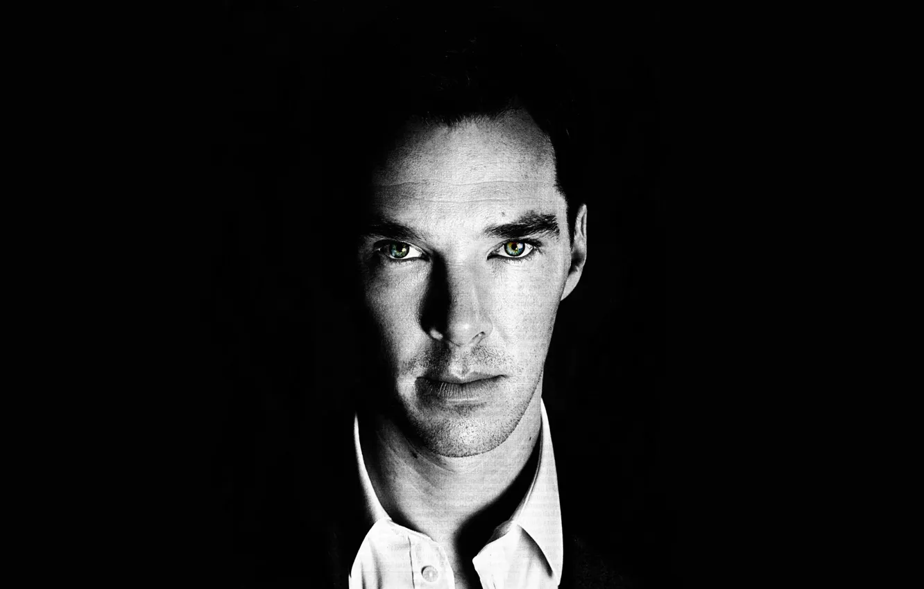 Photo wallpaper look, black background, Benedict Cumberbatch, Benedict Cumberbatch