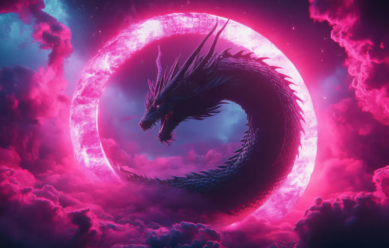 Photo wallpaper dragon, cosmic, Fury