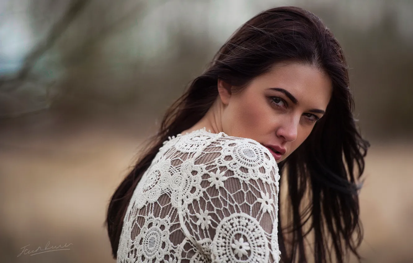 Photo wallpaper look, girl, face, background, hair, portrait, Jack Russell