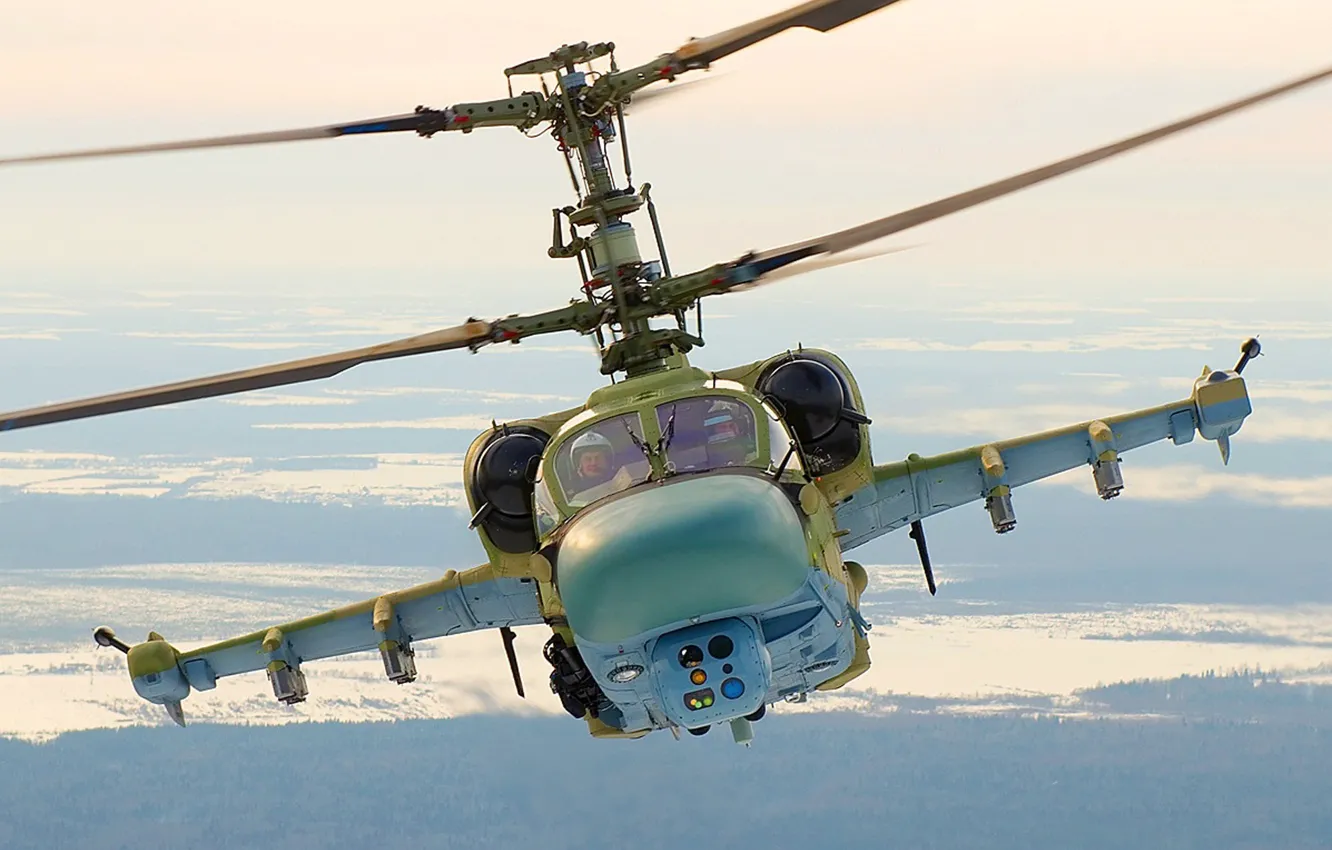 Photo wallpaper winter, flight, height, pilot, helicopter, Russia, Russia, combat