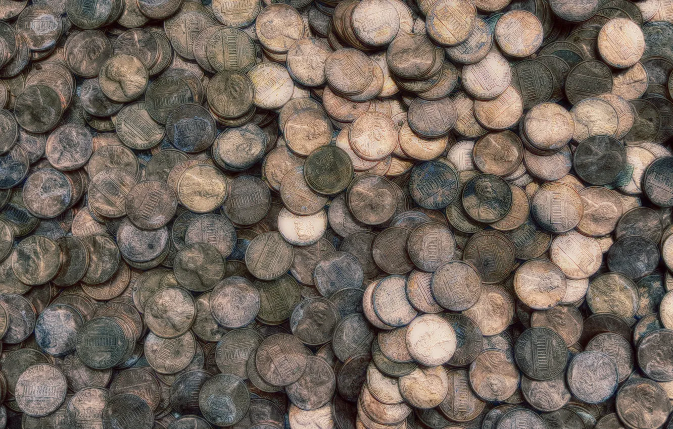 Photo wallpaper background, coins, a lot