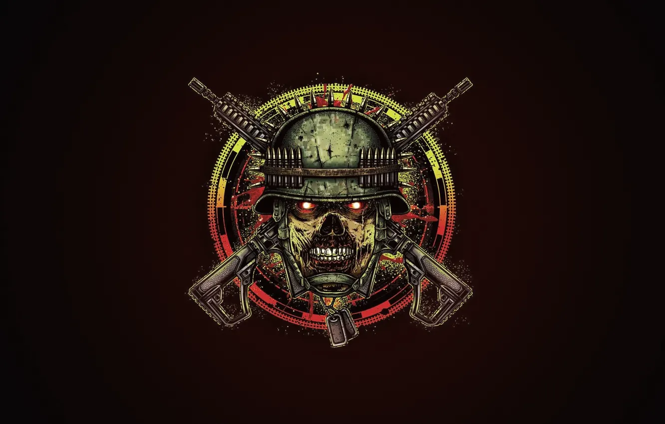 Photo wallpaper Minimalism, Skull, Monster, Style, Background, Soldiers, Weapons, Monster