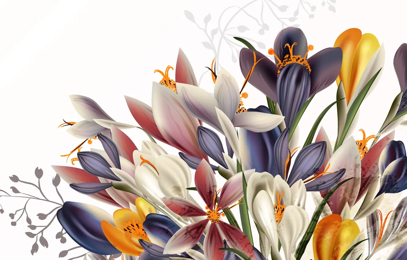 Photo wallpaper flowers, background, vector, texture