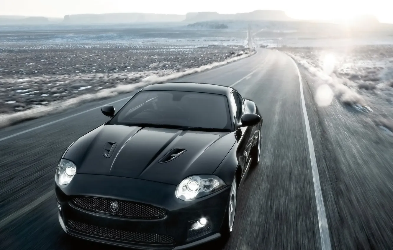 Photo wallpaper auto, movement, track, Jaguar