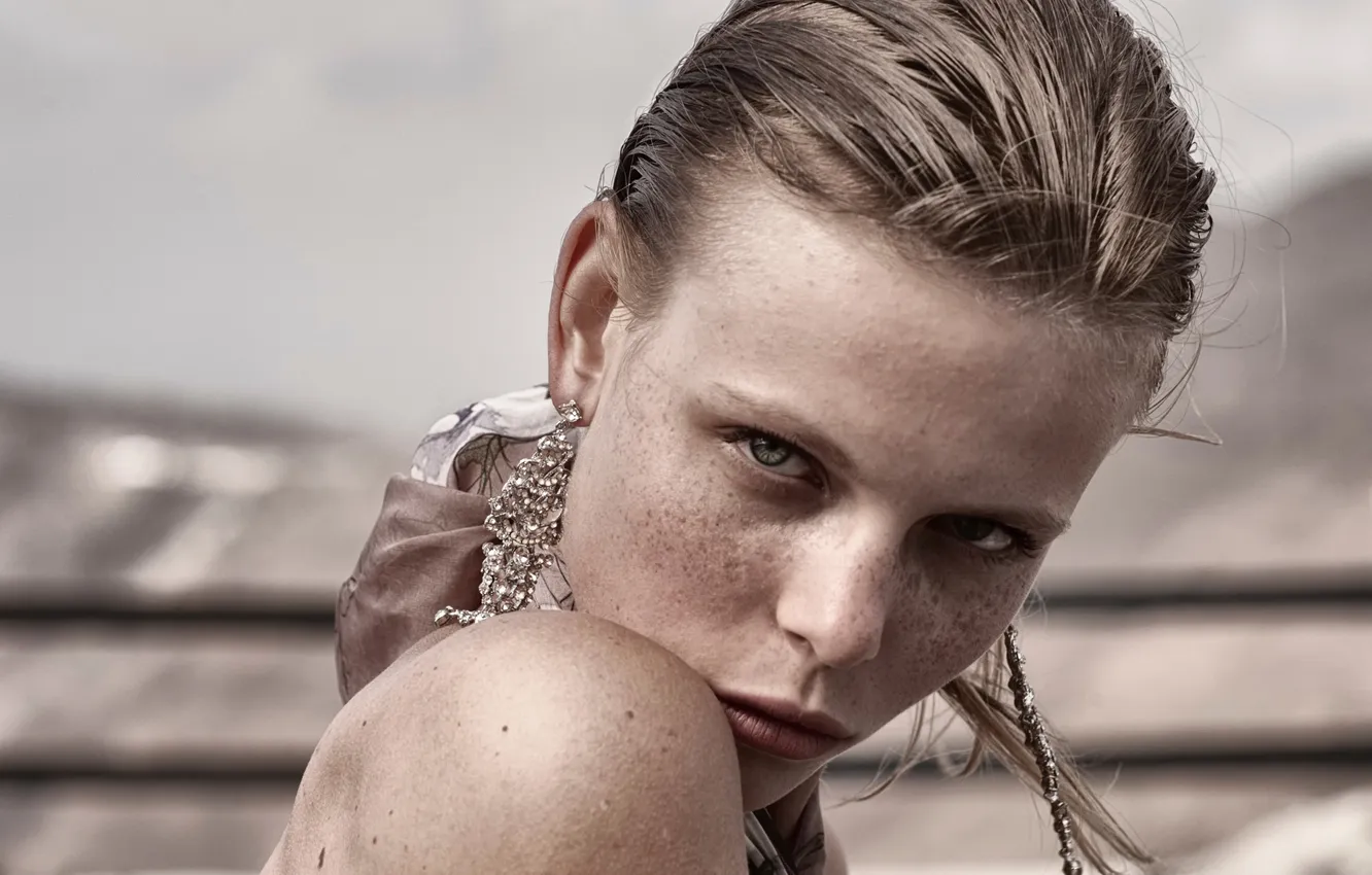 Photo wallpaper look, freckles, Lolita