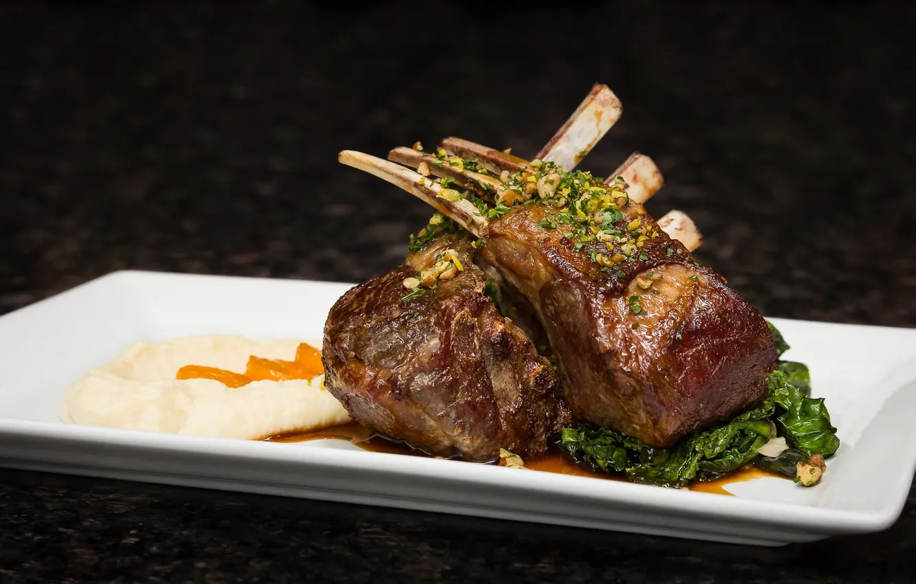 Photo wallpaper bones, meat, lamb