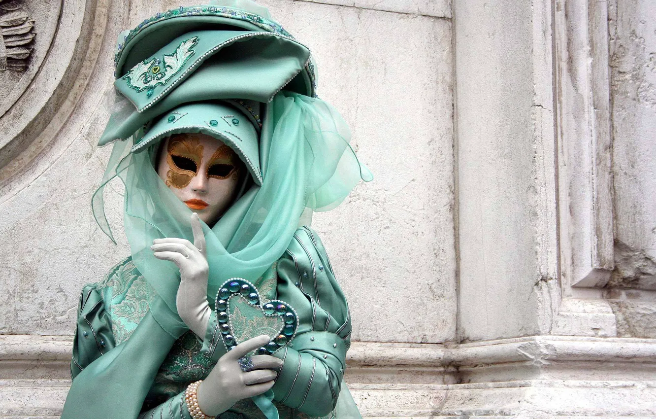 Photo wallpaper girl, the city, mystery, mask, costume, Venice, ball, masquerade