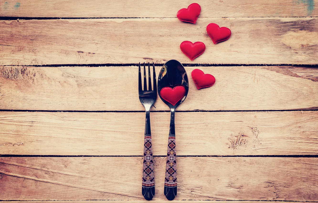 Photo wallpaper love, heart, spoon, hearts, love, plug, heart, wood