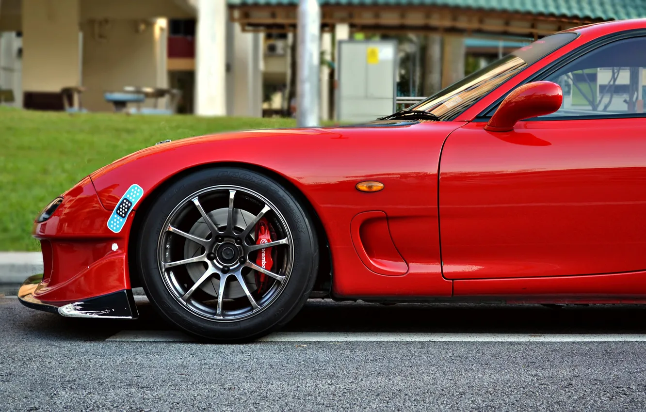 Photo wallpaper red, tuning, red, Mazda, tuning, the patch, Mazda, rx-7